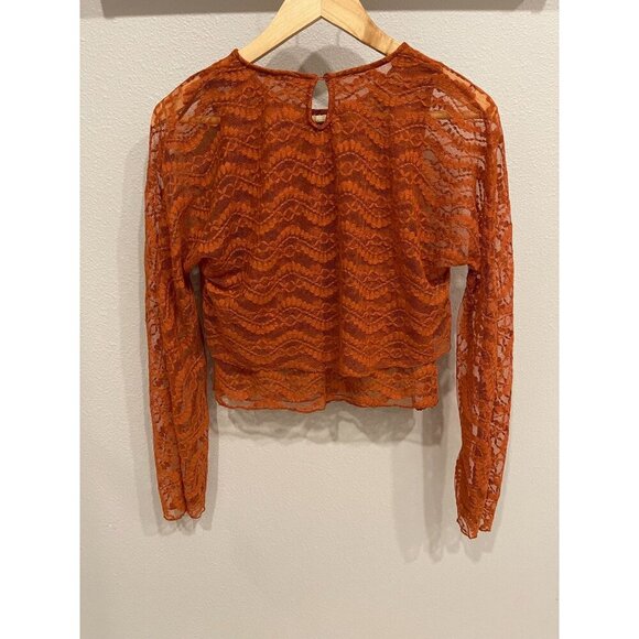 Zara Women's Long Sleeve Lace Top Medium Tiered Pullover Boho Hippie Sheer - Picture 2 of 6